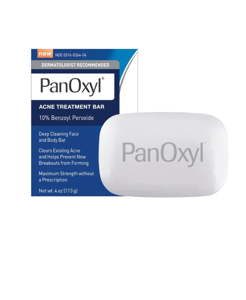 صابونة PanOxyl لعلاج حب الشباب بتركيز 10% بنزويل بيروكسيد لتنظيف عميق وتقليل الحبوب