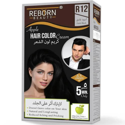 كريم صبغة الشعر من ريبورن بيوتي - أسود داكن 100+100 غرام (R12)
